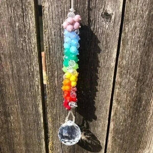 Gorgeous K9 Crystal & Sea Glass Bead Butterfly Huge Globe Suncatcher NWT